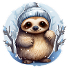 cold season sloth with cap