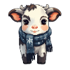 Calf in winter with scarf