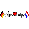 Cardio heart with Flag Germany and flag Netherlands