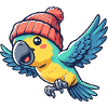 Bunter Papagei mit Beanie Mütze