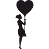 Girl Holding Heart Balloon