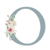 O| Monogramm | Eukalyptus-Pastell-Blumen-Blau