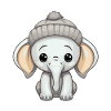Elephant Winter Animal Cute Comic