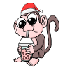 Monkey Christmas Bubble Tea