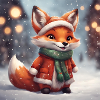 Christmas fox with snowy background