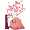 Kawaii Blobfish Japanese Cherry Blossoms
