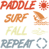 paddling, surfing, falling, repeating