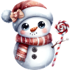 Cute snowman with lollipop