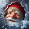 Imp looking through ice laughing