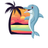 Dolphin Beach Palm Tree Sunset