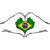 Brazil Flag Hands Heart Shape