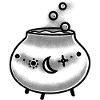 Magic witchy Cauldron with bubbles