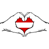 Austrian Flag Hands Heart Shape