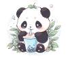Kawaii Panda Drinks Boba Bubble Tea Chibi