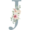 J| Monogramm | Eukalyptus-Pastell-Blumen-Blau