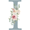 I| Monogramm | Eukalyptus-Pastell-Blumen-Blau