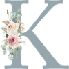 K| Monogramm | Eukalyptus-Pastell-Blumen-Blau