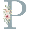 P| Monogramm | Eukalyptus-Pastell-Blumen-Blau