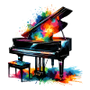 Piano noir à l’aquarelle