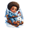 Winterspaß mit Schneemann und Schlitten