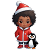 Boy with Santa hat and penguin