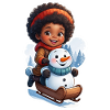 Child-friendly snowman on sled
