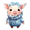 Hiver Mignon Cochon Habillé