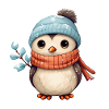 Penguin with hat and scarf