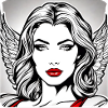 Angel with red lips