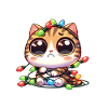 Cute Christmas cat with tangled