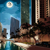 Palm trees in moonlight