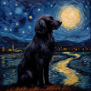 Flat Coated Retriever Starry Night