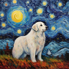 Pyrenean Mountain Dog Starry Night