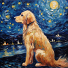 Golden Retriever Starry Night