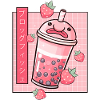 Kawaii Blobfish Japanese Strawberry Boba