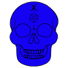 Blue skull with occult symbols