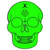 Green skull with occult symbols