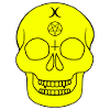 Yellow skull with occult symbols