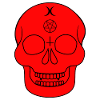 Red skull with occult symbols