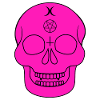 Pink skull with occult symbols