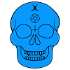 Blue skull with occult symbols