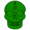 Green skull with occult symbols