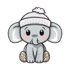 Elephant Winter Animal Cute Comic