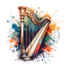 Harpe à l’aquarelle