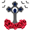 Rosenblüten, kreuze, goth, Fledermäuse