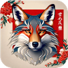 Asian fox with cherry blossoms