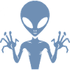 Alien-Außerirdischer-Körper-Silhouette mit Händen