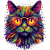 Bunte Katze mit Brille