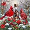 Wonderful Steampunk Snowman with Birds