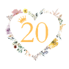Number 20, Heart Flowers, Personalizable